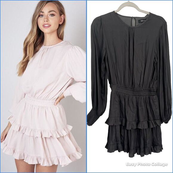 Do + Be Ruffle Layer Dress Charcoal Grey NWT Womens Medium - Picture 1 of 7